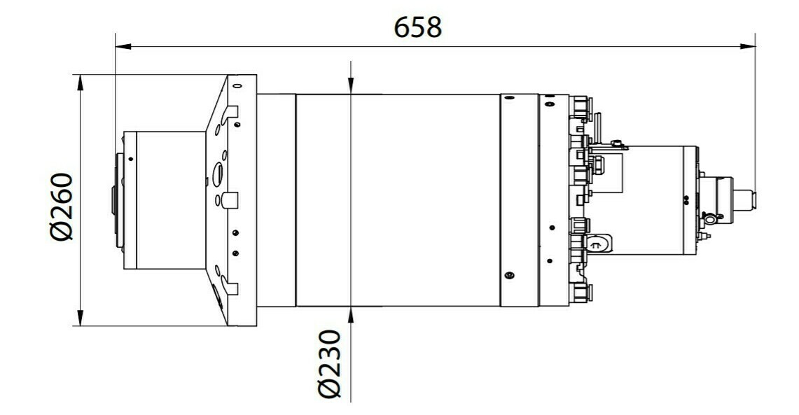 Фрезерный мотор-шпиндель ES575 HSK-A63 - H6161H1600
